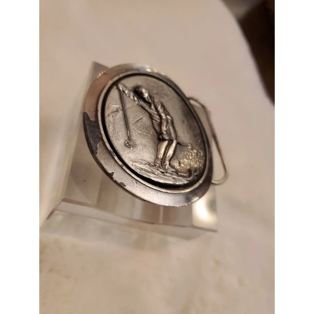 1977 Great American Buckle Co. Snow Skier Limited Edition Rare Belt‎ Buckle #711
